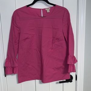 J Crew Factory flutter sleeve top. Size 6 (fits S/M). 3/4 sleeve length.